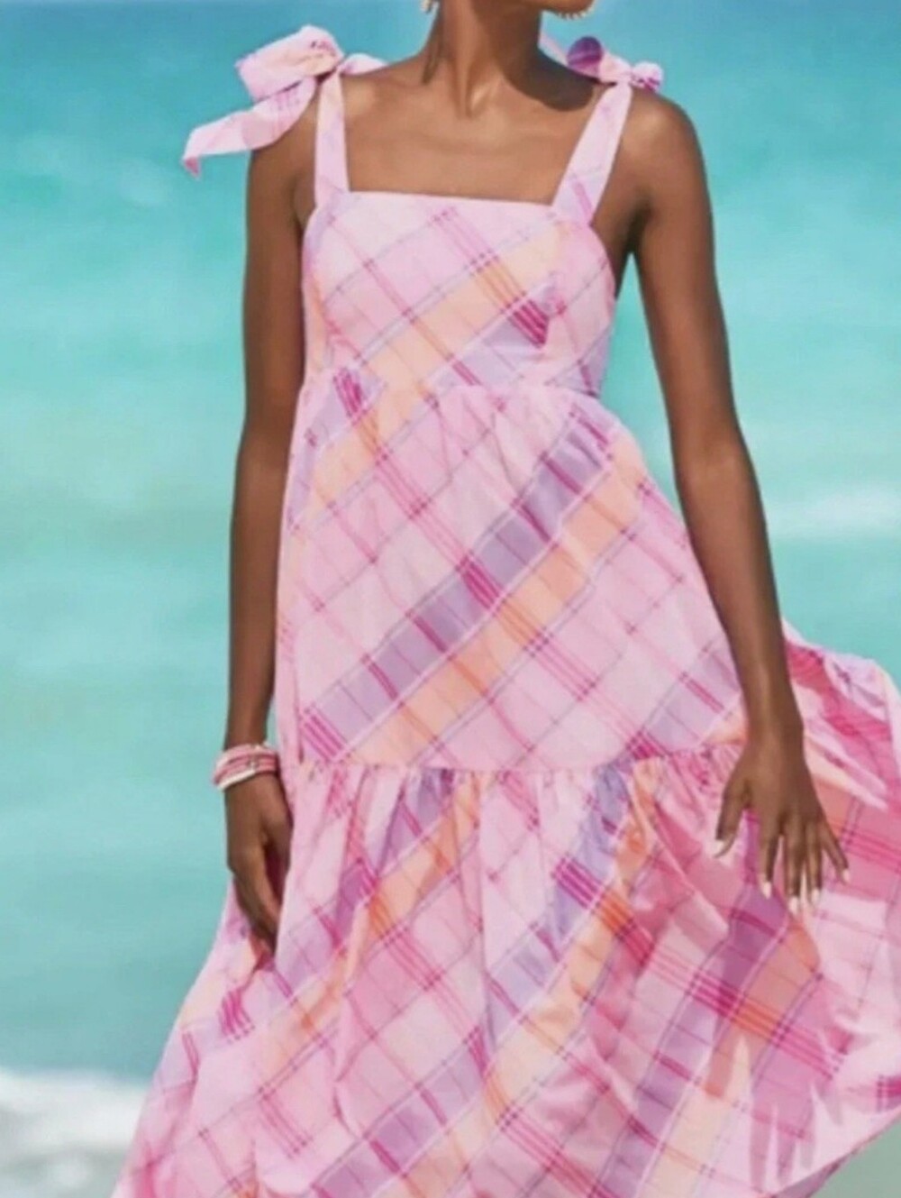 Lilly Pulitzer Anlee Pink Isle Madras Midi Dress